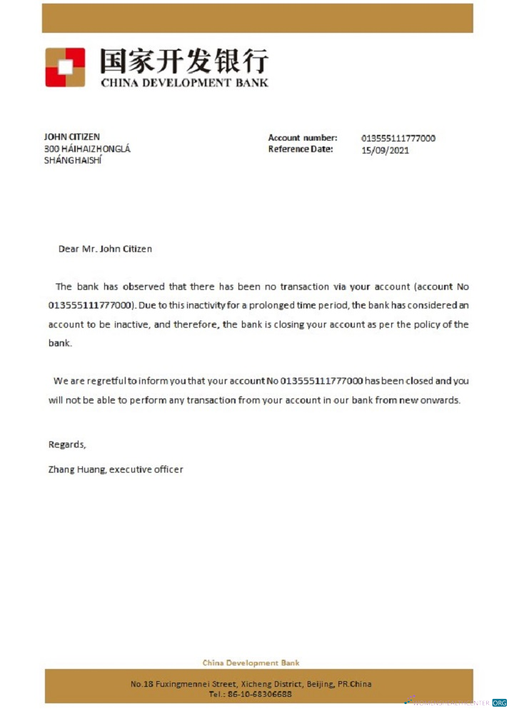 Download China Development Bank closure reference Photoshop template